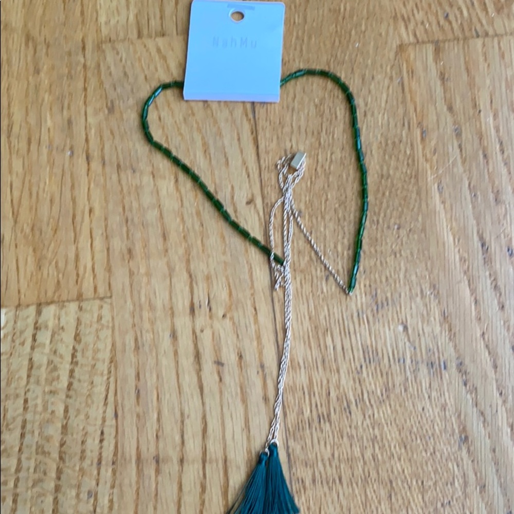 NahMu Olive Green and Gold necklace